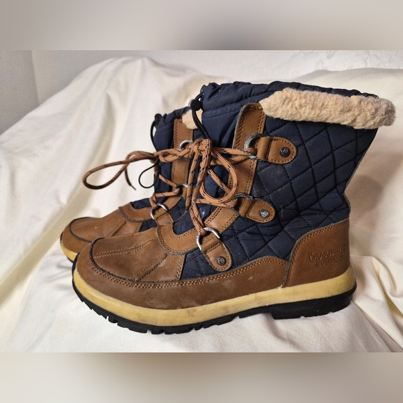 Bearpaw Bethany Brown & Navy Quilted Winter Boots - Picture 2 of 9